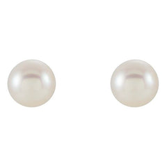 14K Yellow Cultured White Freshwater Pearl Earrings