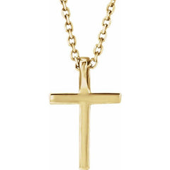 14K Yellow Natural Ruby Petite Cross 16" Necklace