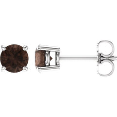 14K White 5 mm Natural Smoky Quartz Earrings