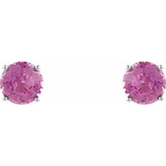 14K White 5 mm Natural Pink Tourmaline Earrings