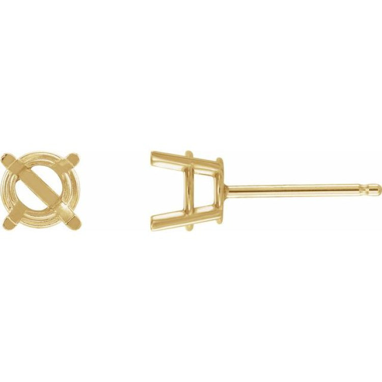 14K Yellow Gold 5 mm Natural Pink Tourmaline Earrings