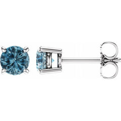14K White 5 mm Natural Sky Blue Topaz Earrings