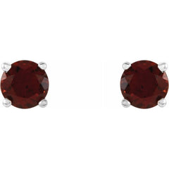 14K White 4 mm Natural Mozambique Garnet Earrings