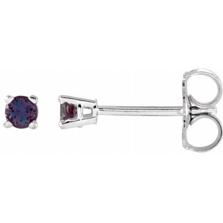 14K White 2.5 mm Lab-Grown Alexandrite Earrings