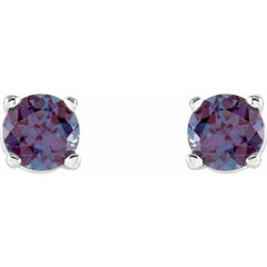 14K White 4 mm Lab-Grown Alexandrite Earrings