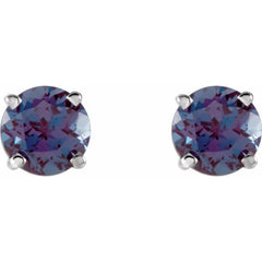 14K White 5 mm Lab-Grown Alexandrite Earrings