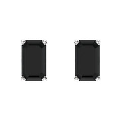 14K White Natural Black Onyx Earrings