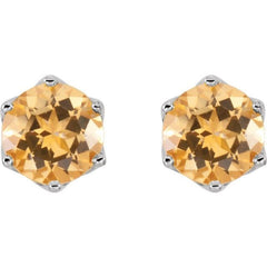 14K White Natural Citrine Earrings