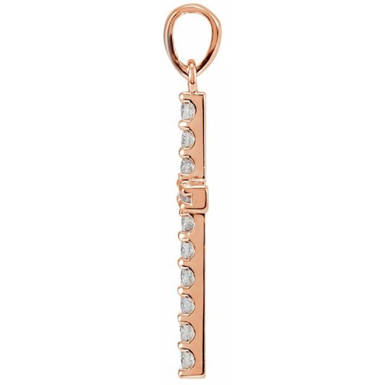 14K Rose 1/2 CTW Natural Diamond Cross Pendant