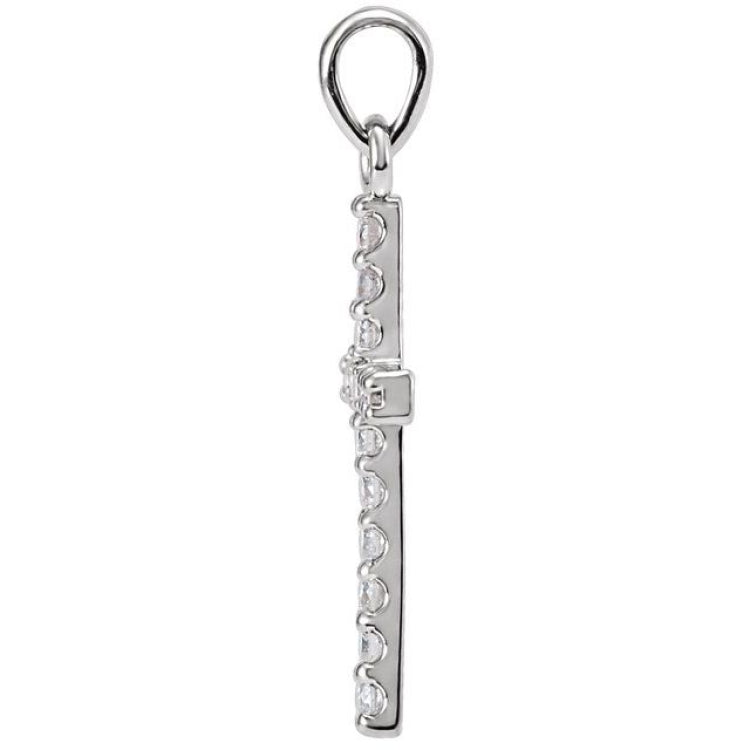 14K White Gold 1/8 CTW Natural Diamond Cross Pendant