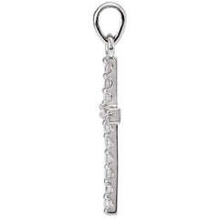 14K White Gold 1/8 CTW Natural Diamond Cross Pendant