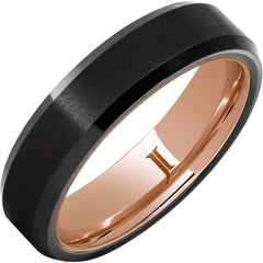 Hidden GoldTM Black Diamond CeramicTM Ring with Satin Finish
