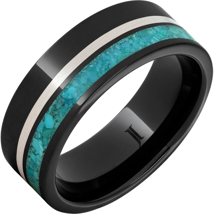 Black Diamond CeramicTM Men's Ring with Turquoise and Sterling Silver