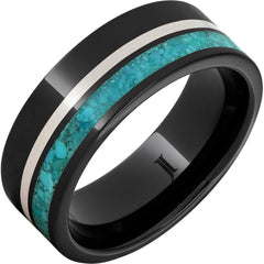 Black Diamond CeramicTM Men's Ring with Turquoise and Sterling Silver