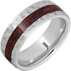 Barrel Aged Serinium® Ring with Cabernet Wood Inlay and Moon Crater Carving