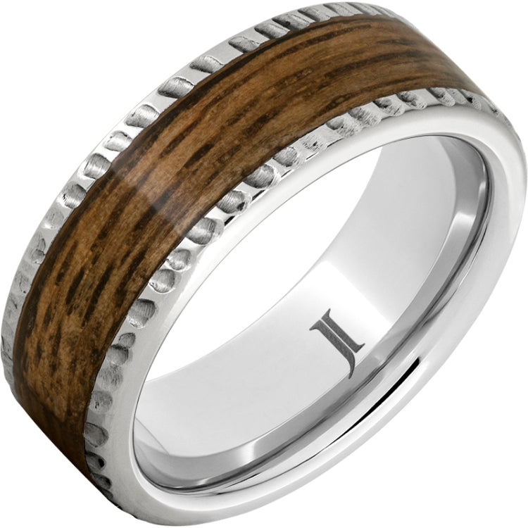 Barrel Aged Serinium® Ring with Bourbon Wood Inlay