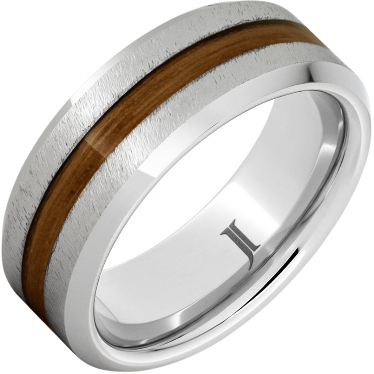 Barrel Aged Serinium® Ring with Rye Whiskey Wood Inlay