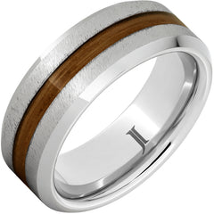 Barrel Aged Serinium® Ring with Rye Whiskey Wood Inlay