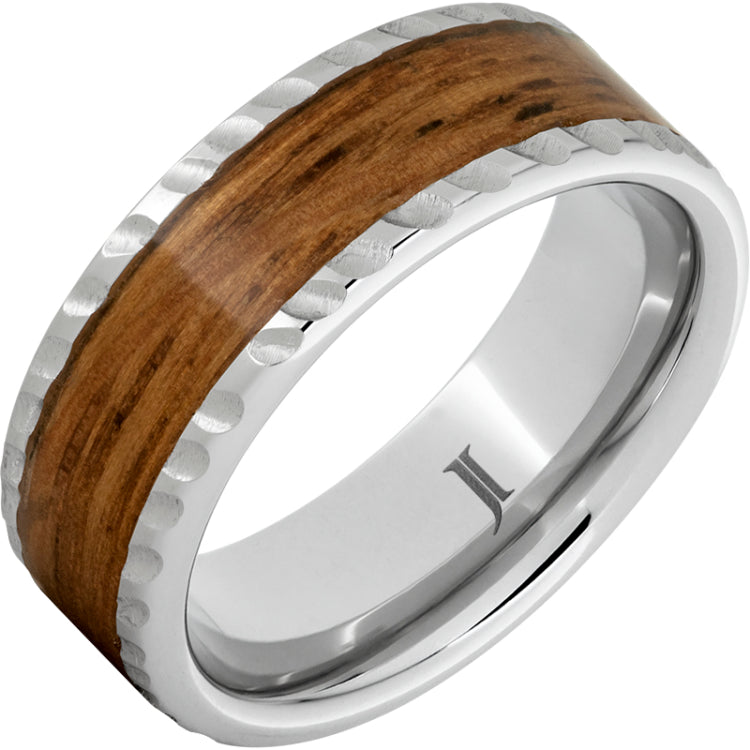 Barrel Aged Serinium® Ring with Rye Whiskey Wood Inlay