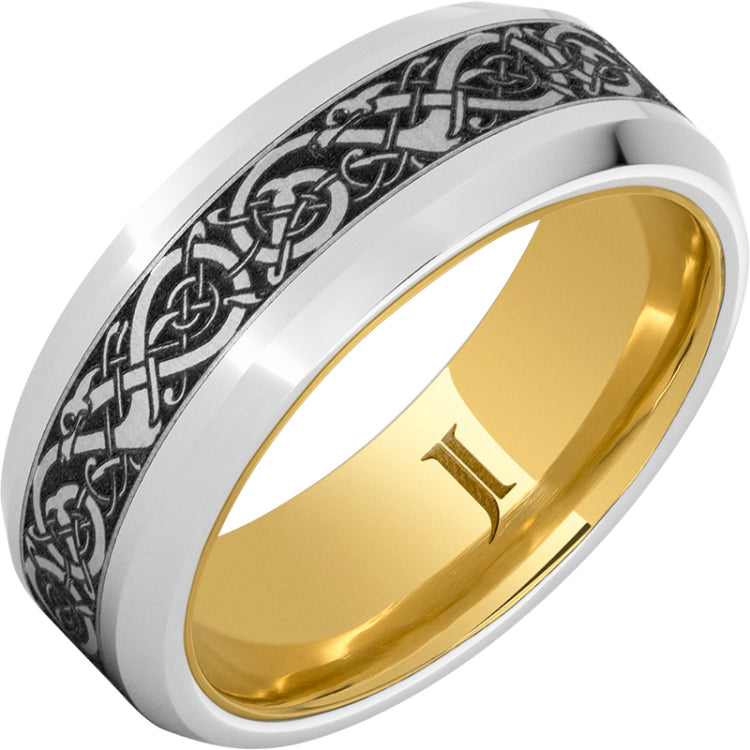 The Viking Serinium® Engraved Ring with Hidden Gold Interior