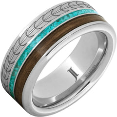 Barrel Aged Serinium® Ring with Turquoise and Bourbon Inlays