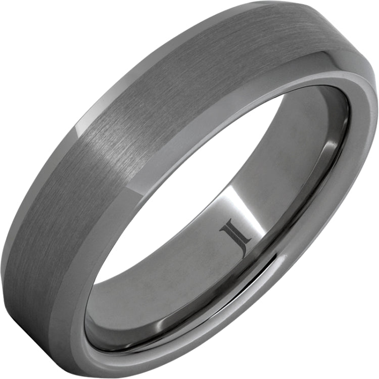 Rugged Tungsten Beveled Edge Ring with Satin Finish