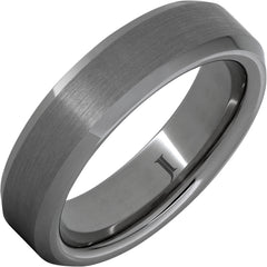 Rugged Tungsten Beveled Edge Ring with Satin Finish