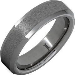 Rugged TungstenTM Beveled Edge Ring with Stone Finish