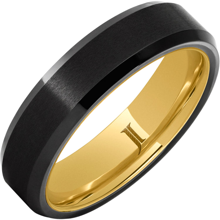 Hidden GoldTM Black Diamond CeramicTM Ring with Satin Finish