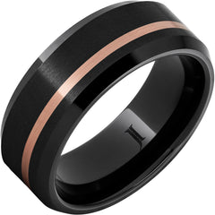 Black Diamond CeramicTM Satin Ring with 14K Rose Gold