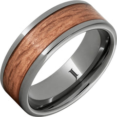 Rugged TungstenTM Bark Carved Copper Inlay Ring