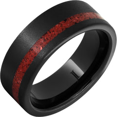 Black Diamond CeramicTM Ring with Coral Inlay and Stone Finish