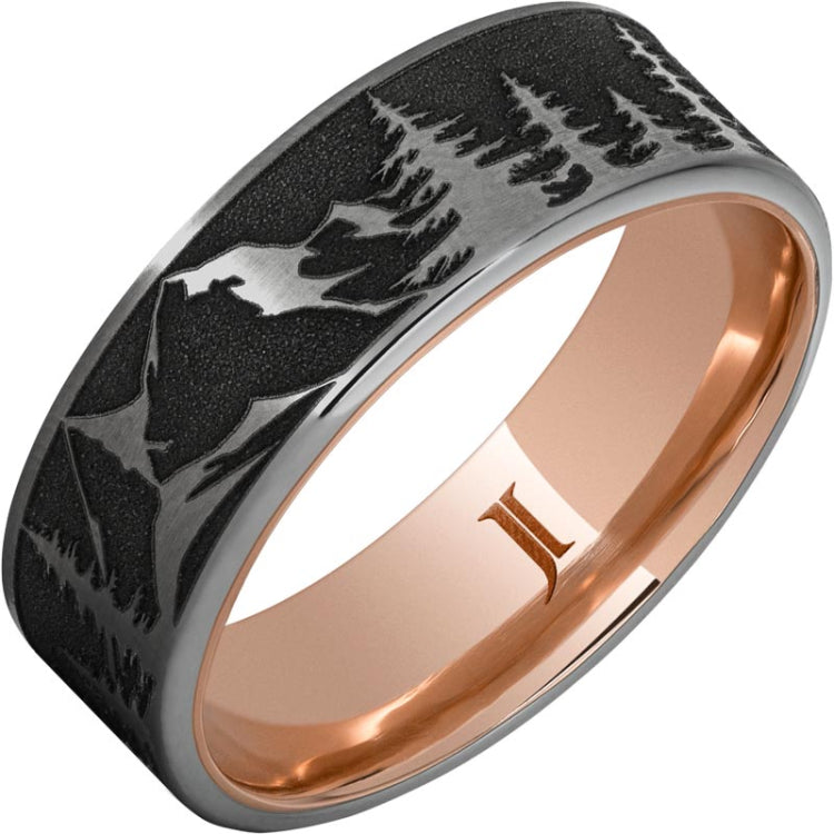 Hidden Gold 10k Inlay Rugged Tungsten Ring