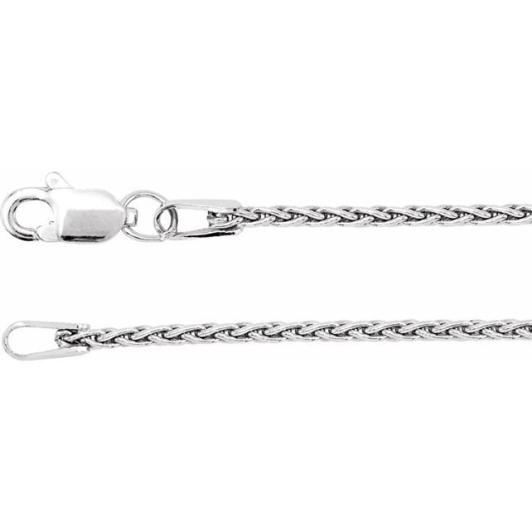 Rhodium-Plated Sterling Silver 1.25 mm Wheat 20" Chain