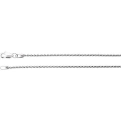 Rhodium-Plated Sterling Silver 1.25 mm Wheat 24" Chain