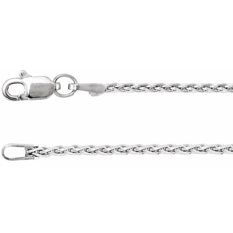 Rhodium-Plated Sterling Silver 1.5 mm Wheat 24" Chain