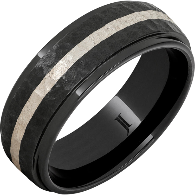 Black Diamond Ceramic Ring with Sterling Silver Inlay