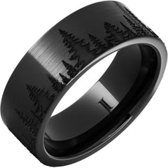 Black Diamond Ceramic Forest Scene Ring with Satin Finish