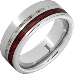 Barrel Aged Serinium® Ring with Cabernet Wood and Deer Antler Inlays