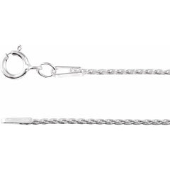 Rhodium-Plated Sterling Silver 1 mm Wheat 20" Chain