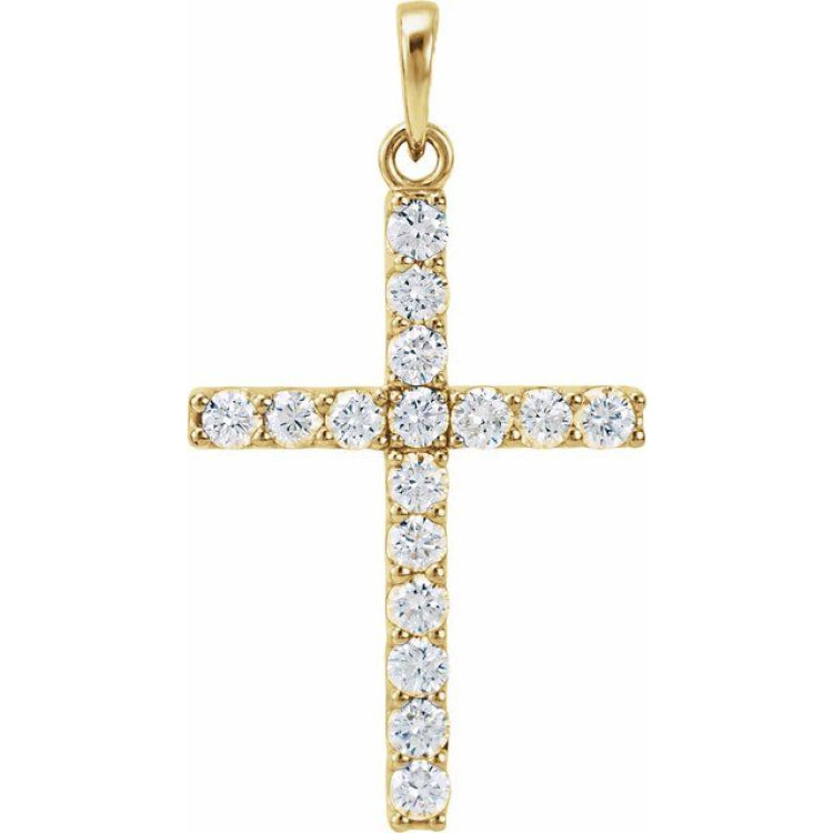 14K Yellow 1/10 CTW Natural Diamond Cross Pendant
