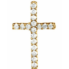 14K Yellow .06 CTW Lab-Grown Diamond Petite Cross Pendant