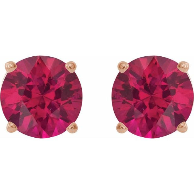 14K Rose 6 mm Lab-Grown Ruby Stud Earrings