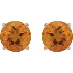 14K Rose 6 mm Natural Citrine Stud Earrings