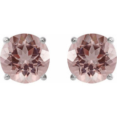 14K White 6 mm Natural Pink Morganite Earrings