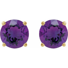 14K Yellow 6 mm Natural Amethyst Stud Earrings