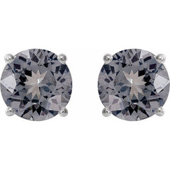 Platinum 6 mm Natural Gray Spinel Stud Earrings
