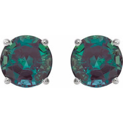 Sterling Silver 7 mm Lab-Grown Alexandrite Earrings