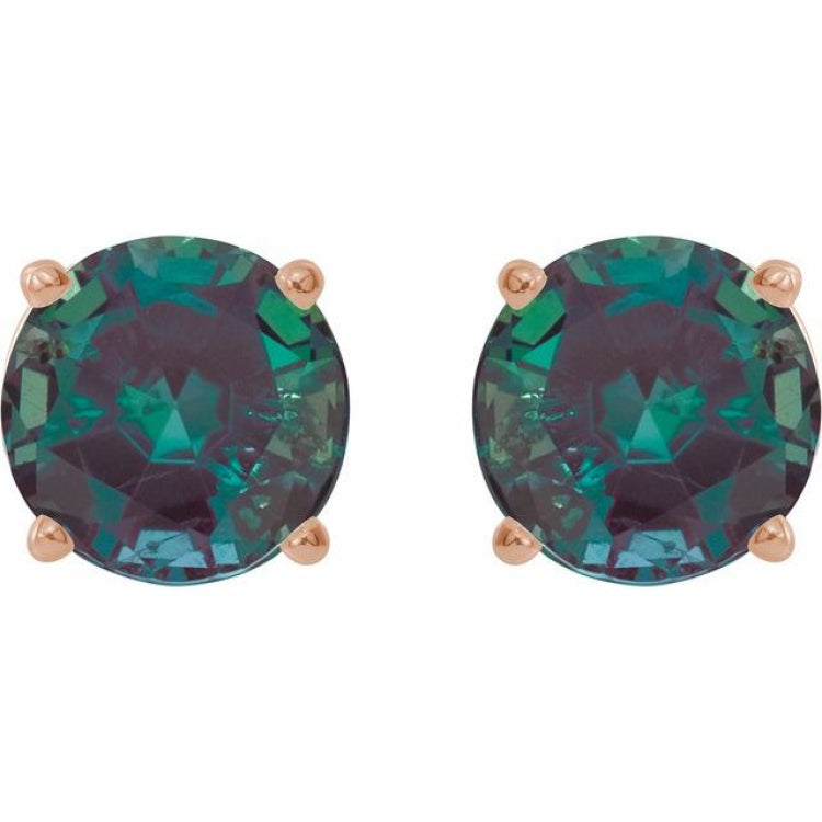 14K Rose 6 mm Lab-Grown Alexandrite Earrings