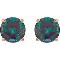14K Rose 6 mm Lab-Grown Alexandrite Earrings